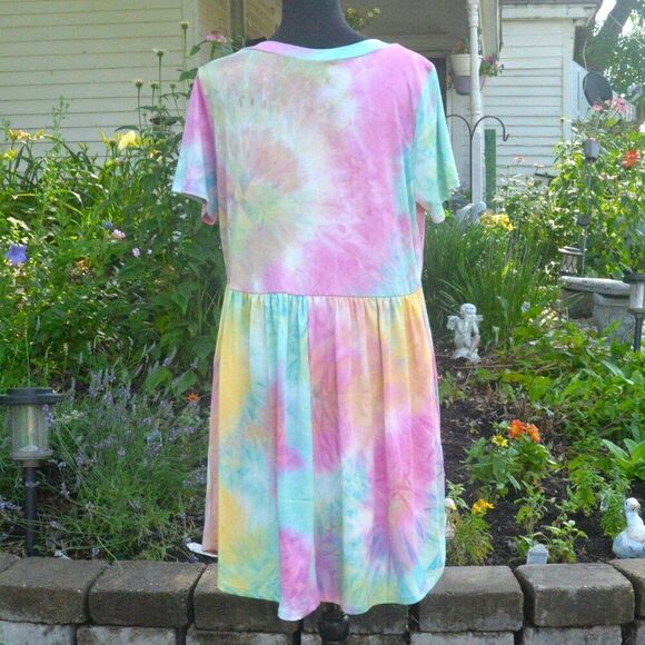 Haptics by Holly Harper Tie Dyed Short Sleeve Dress New - Picture 4 of 6